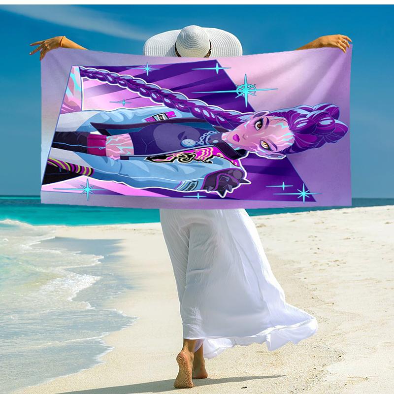 1pc KPop Demon Hunters RUMI3 Beach Towel, Comfortable and Thick, and Swimming/Bath/Picnic/Camping Towel, Suitable for Seaside Beaches
