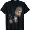 Funny Cat and Wine Art Print Short T-Shirt