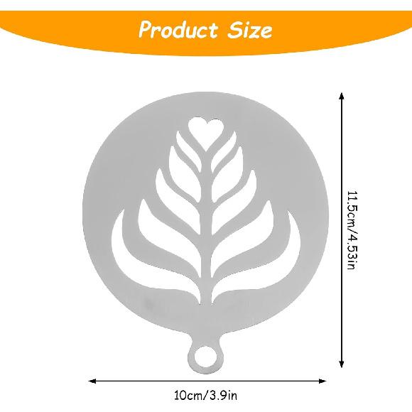 4 Pcs Coffee Stencils Latte Art, Latte Art Stencils Stainless Steel Construction, Coffee Stencil Short Handle Design for Professional Home Cafe and