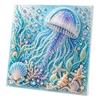 Easy Faux Pearl Crafting Project Ocean Painting Kit, Marine Life 3D Art DIY Beginner Friendly Kit Sea Turtle Fish Picture Craft Set for Adults,