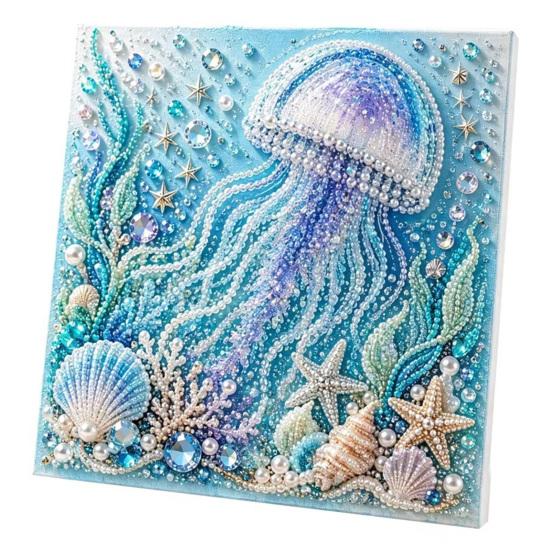 Easy Faux Pearl Crafting Project Ocean Painting Kit, Marine Life 3D Art DIY Beginner Friendly Kit Sea Turtle Fish Picture Craft Set for Adults,
