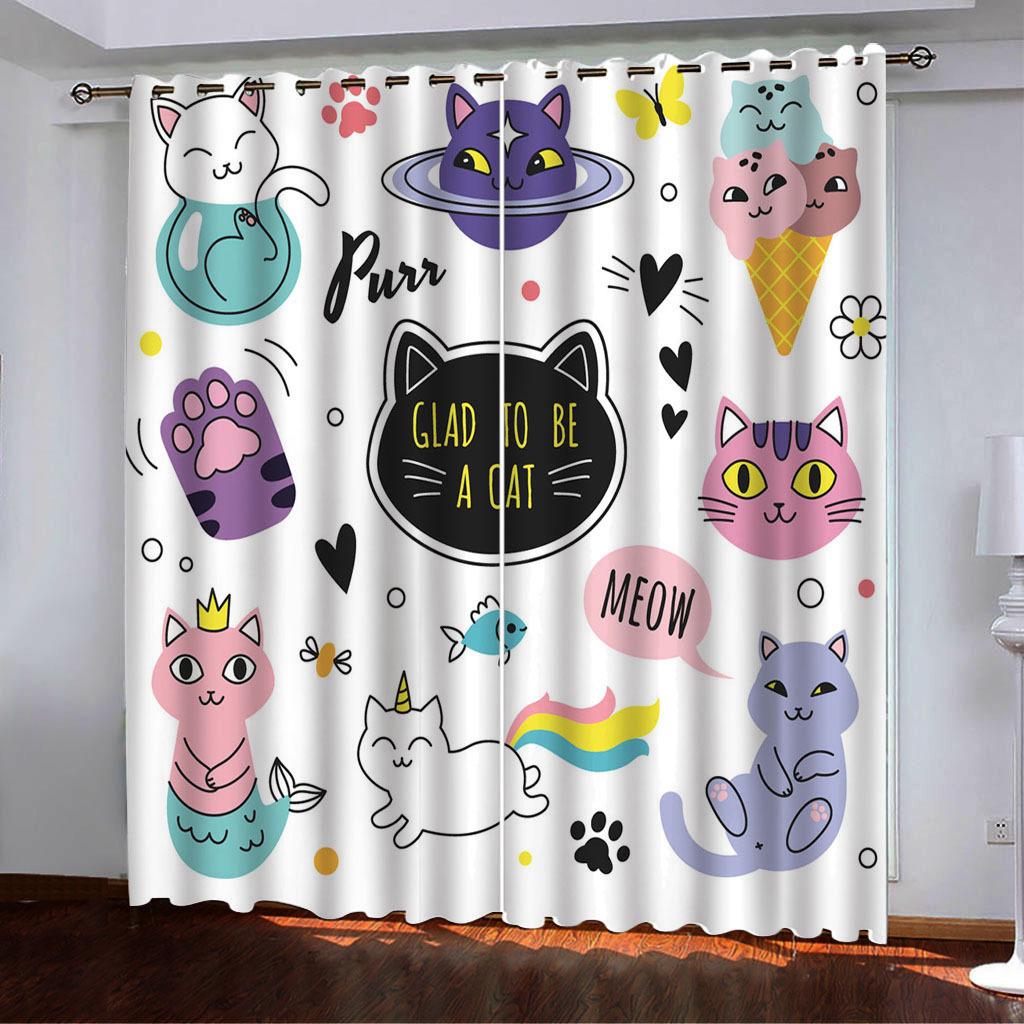High-Density Blackout Curtains Cartoon Cat Animal Claws Series Digital Printing Blackout Curtains