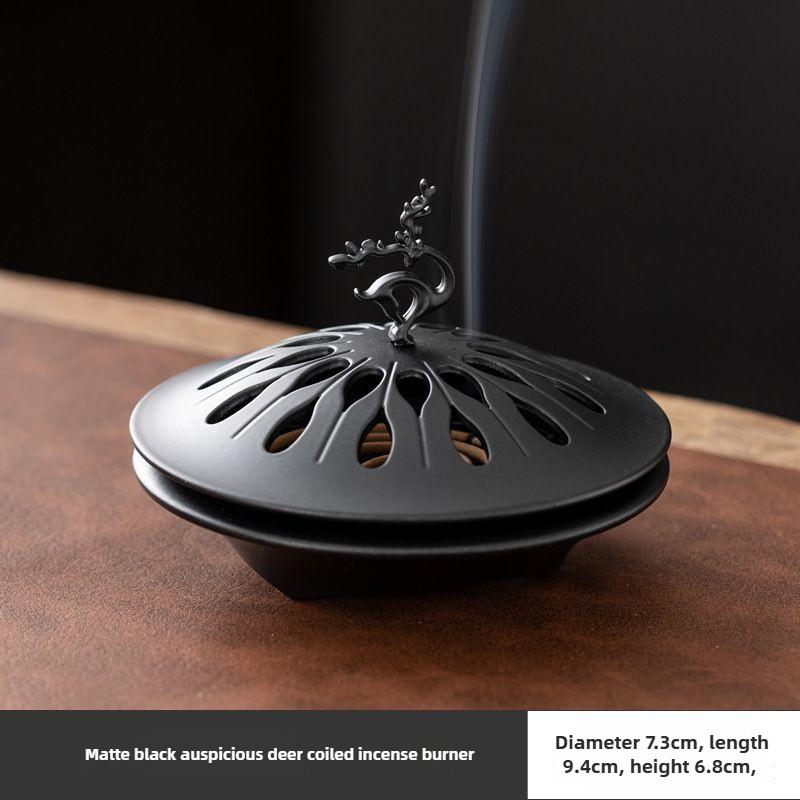 Backflow Incense Holder Retro Zinc Alloy Hollow Fragrance Censer Lucky Deer Incense Burner Home Decor Halloween Decorations