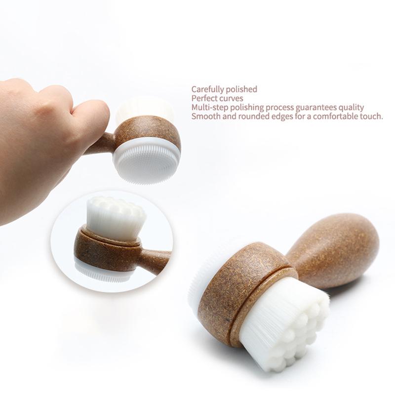 Coconut Shred Handle Facial Brush Double Sided Facial Cleanser Blackhead Removing Pore Cleaner Exfoliating Facial Brush
