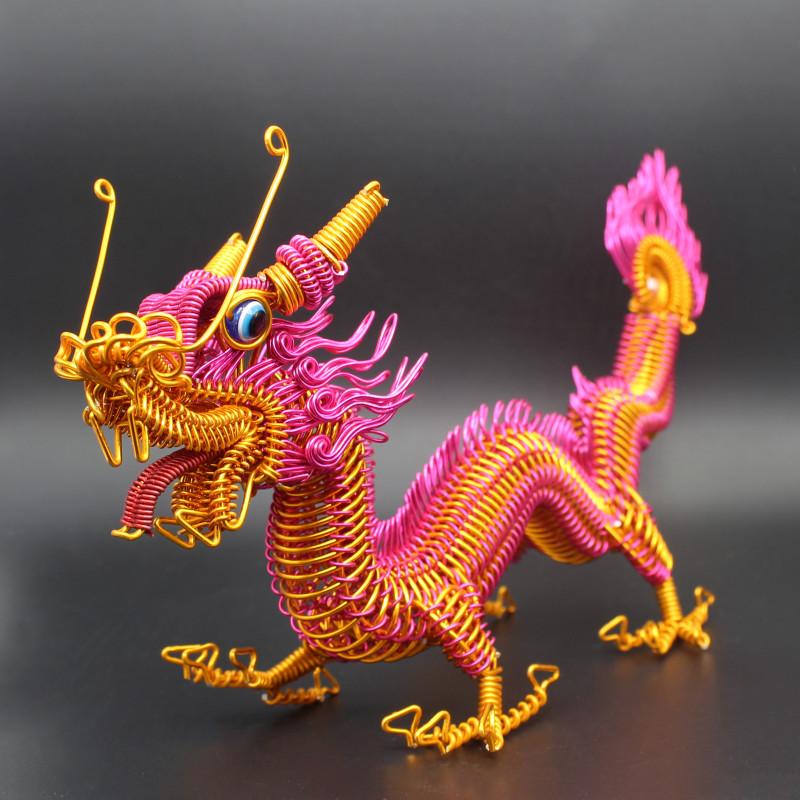 Aluminiumdraht Großer Chinesischer Drache Mythische Tiere Metallornament Handgeflochten Maskottchen Feng Shui Souvenir Handwerkskunst Dekoration