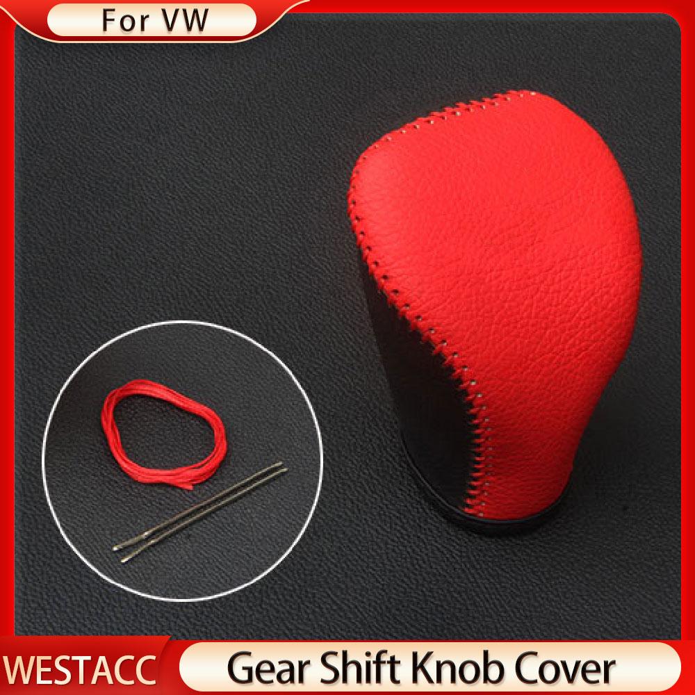 Echtes Leder Auto Schaltknauf Abdeckung für Volkswagen VW Tiguan L MK2 2017 - Gänge Manschetten