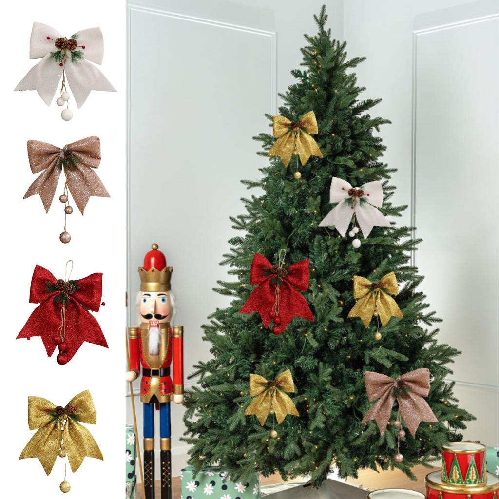 Tree Christmas Bow Diy Pendant Party Decoration Glitter Ornament Gifs Wedding