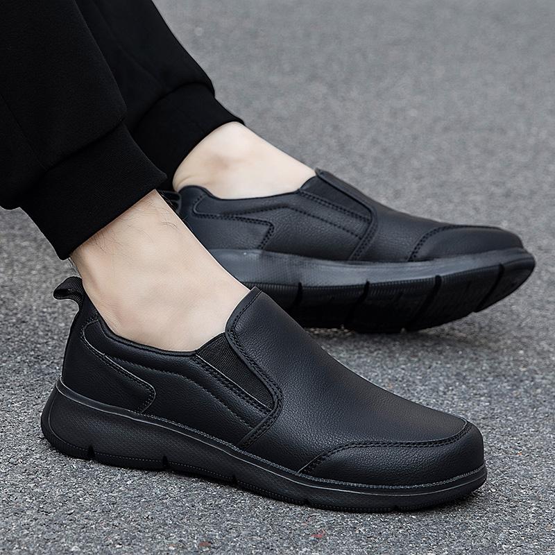Fashion New Mens Leather Loafers Non Slip Walking Flats Breathable Outdoor Slip on Casual Shoes for Male Work Office Sneakers