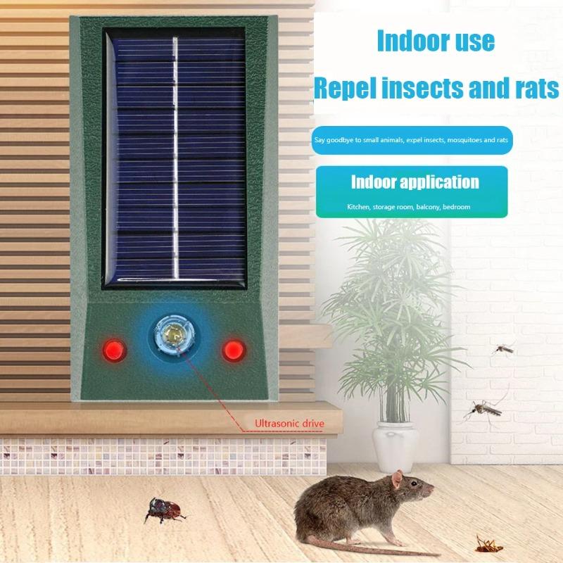Solar Ultrasonic Pest Repeller Multifunctional Bird Scarer IP66 Waterproof Outdoor Garden Deterrent for Rat Dog Fox Squirrel