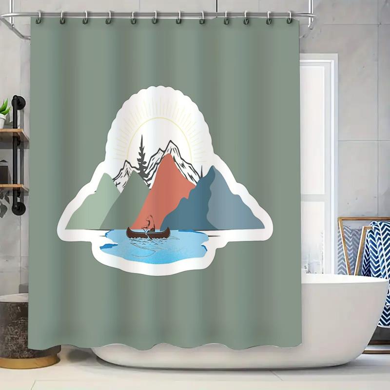 

Mountain Lake Forest Waterfall Landscape Shower Curtain Nature Scenery Bathroom Decor Vintage Rustic Backdrop Waterproof Cover W60H190(CM)-1 Pcs