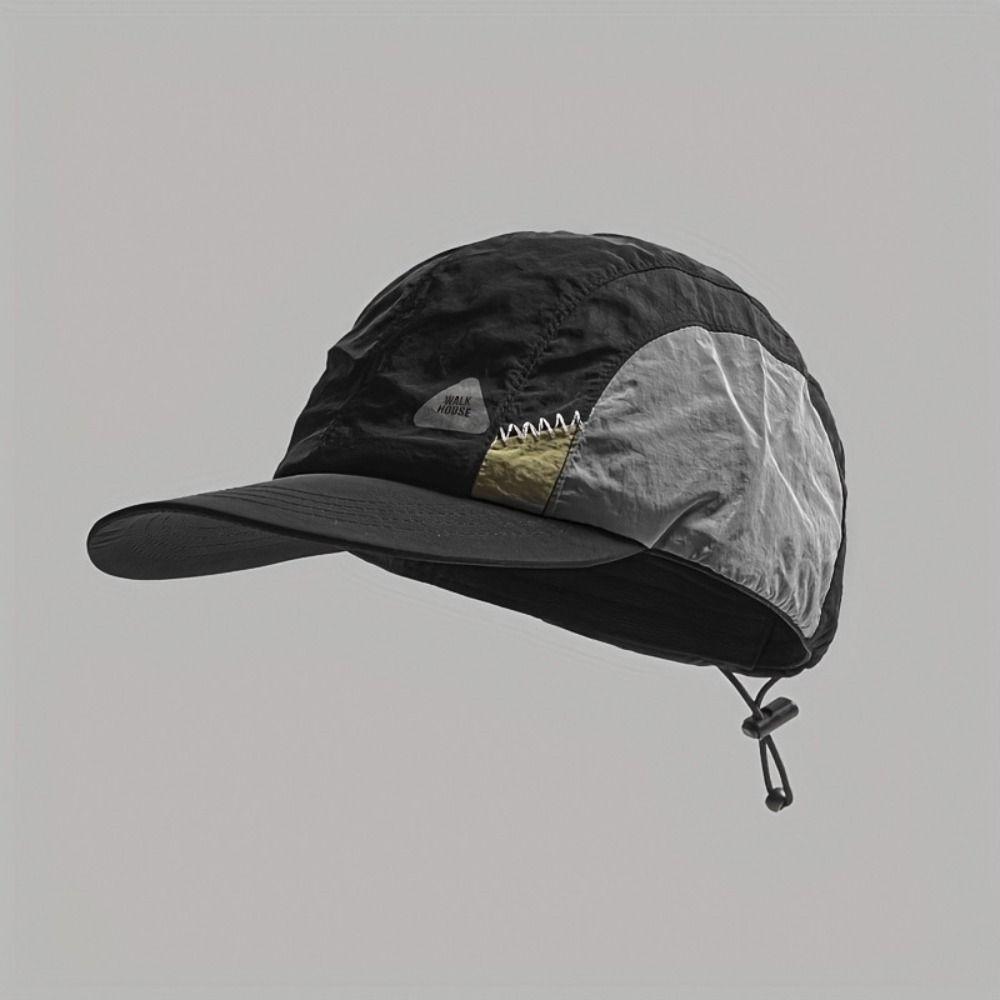 Farbpassende Baseballkappe Flacher Schirm Atmungsaktiv Schnelltrocknend Hut Kordelzug Sommer Dünne Sonnenschutzkappen Wanderhüte