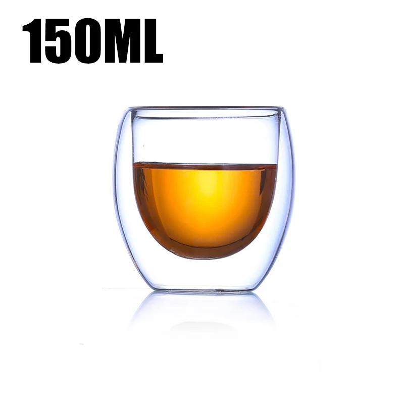 High-grade Double-layer Insulated Glass Cup Coffee Tea Drink Water Beer Creative Transparent Mug Gift Household Office Use Sets
