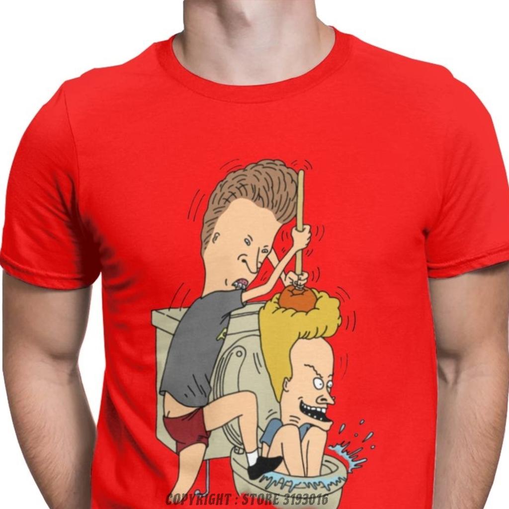Beavis Butthead Toilet Fun TShirts Aesthetic Men Cartoon Rock Comic Punk Metal Funny Christmas Tees T Shirts Homme