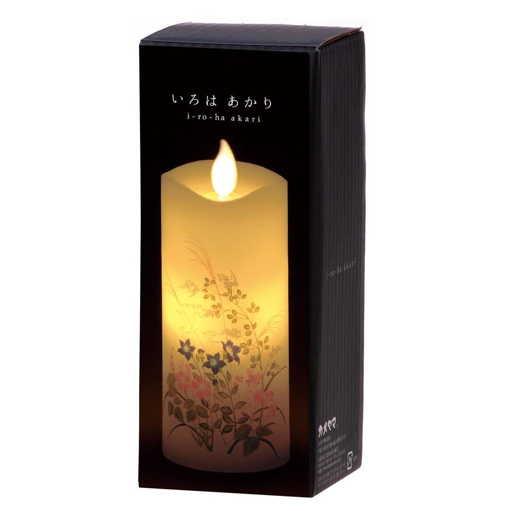 Kameyama Irohaakari S Autumn Seven Herbs LED Candle, Compact Size
