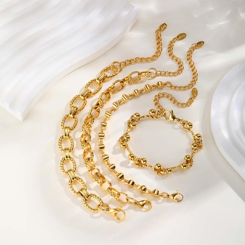 Women's Chunky Handmade Chain Bracelet,Gold Color Stainless Steel Bracelets for Girls,Trendy Punk Jewelry Accessories Gift