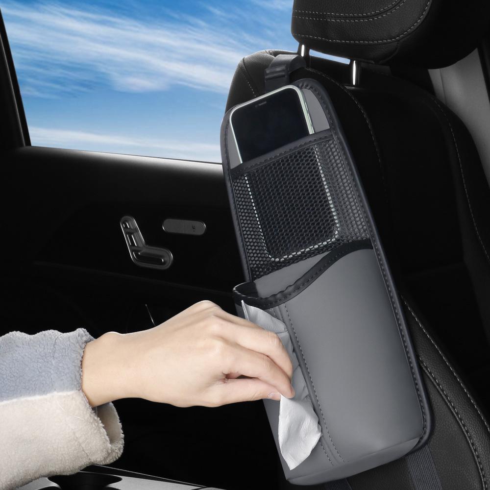 Multifunctional Car Cup Holder & Seat Storage Bag with Tissue Box