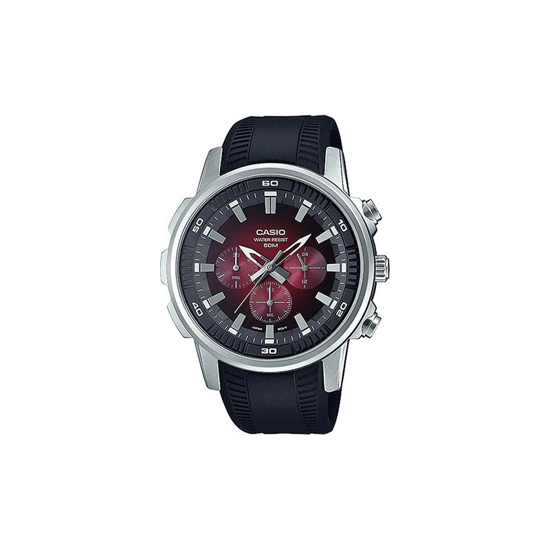 Casio STANDARD series 50 meters waterproof and elegant quartz movement resin strap Japanese and Korean watch men's watch red dial MTP-E505-4AV