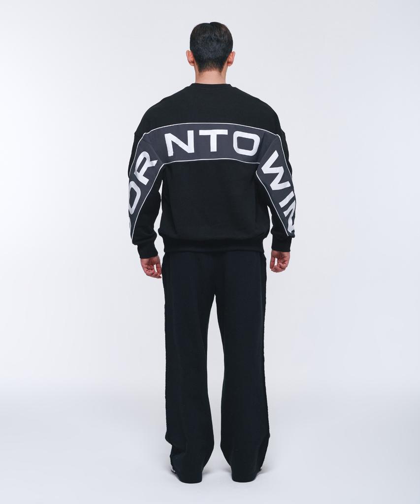 BORN TO WIN Nylon Mix Bold Sweatshirts [Black]