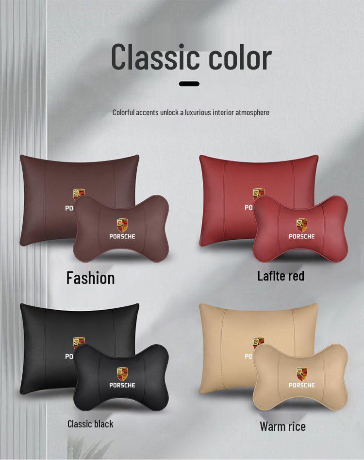 Porsche Cayenne Headrest Neck Pillow & Lumbar Support Cushion for Macan, Panamera, 718
