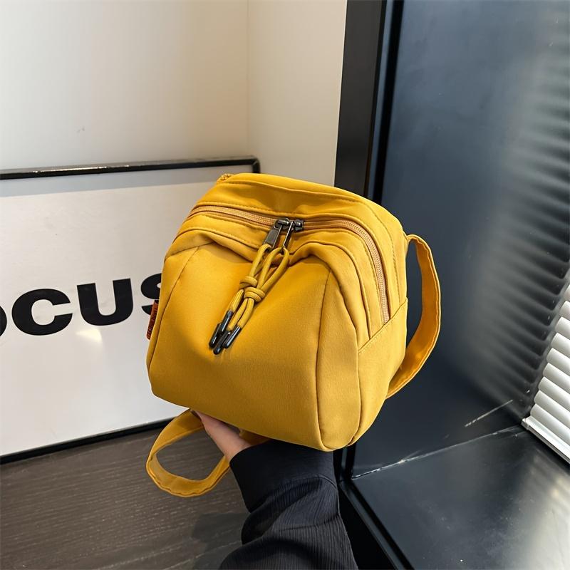 

[Стильная сумка через плечо] Стильная женская сумка через плечо из нейлона - однотонный цвет, повседневный городской дизайн, передний карман на молнии