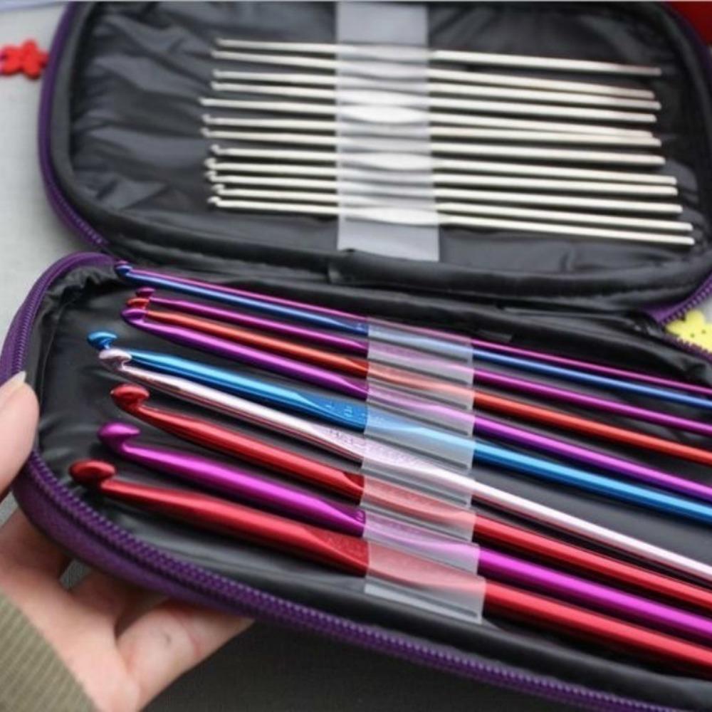 22Pcs Stainless Steel Crochet Hooks Sweater Knitting Needles with Case for Handle Weave Craft Tool