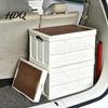 Space Saving Vehicle Storage Folding Box with Lid Large Capacity Durable Plastic Collapsible Foldable Camping Gear Container Container Portable Bin