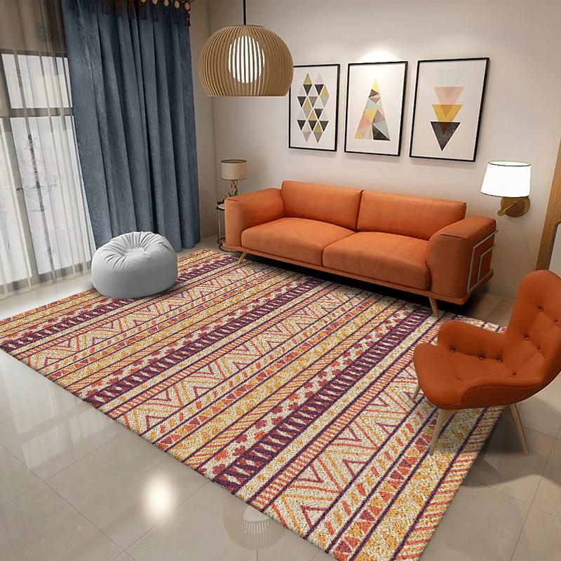 Bohemian Style Area Rug With Geometric Tribal Pattern Artistic Designs Soft Decorative Carpet For Living Room Bedroom Home Decor