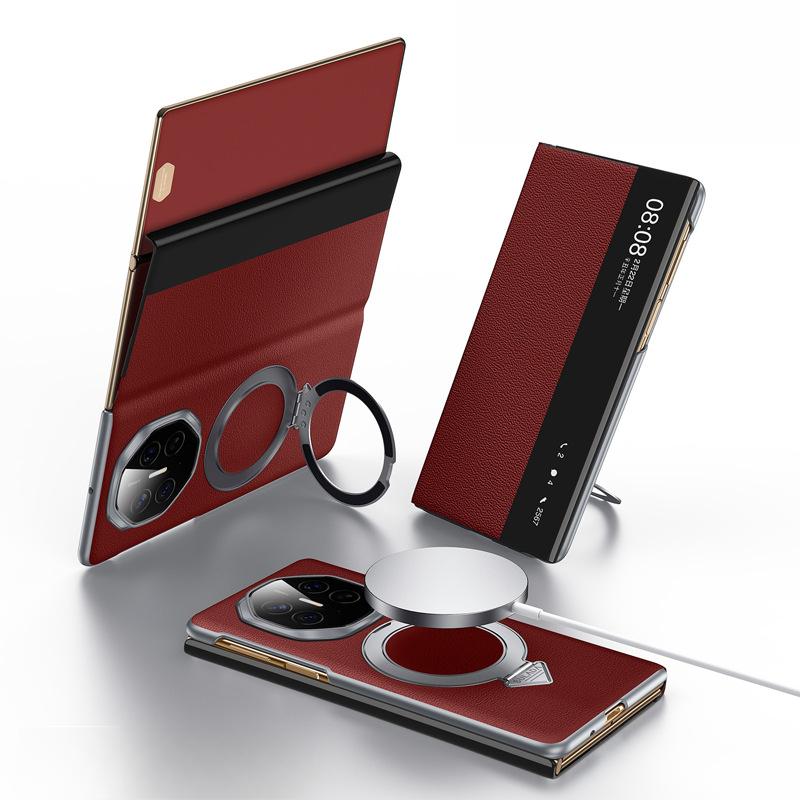 

Подходит для Huawei Materialt Чехол для мобильного телефона Тройной складной Huawei Магнитный держатель Бизнес Мужской Кожаный чехол против падений Huawei Mate XT Trifold Extraordinary Master