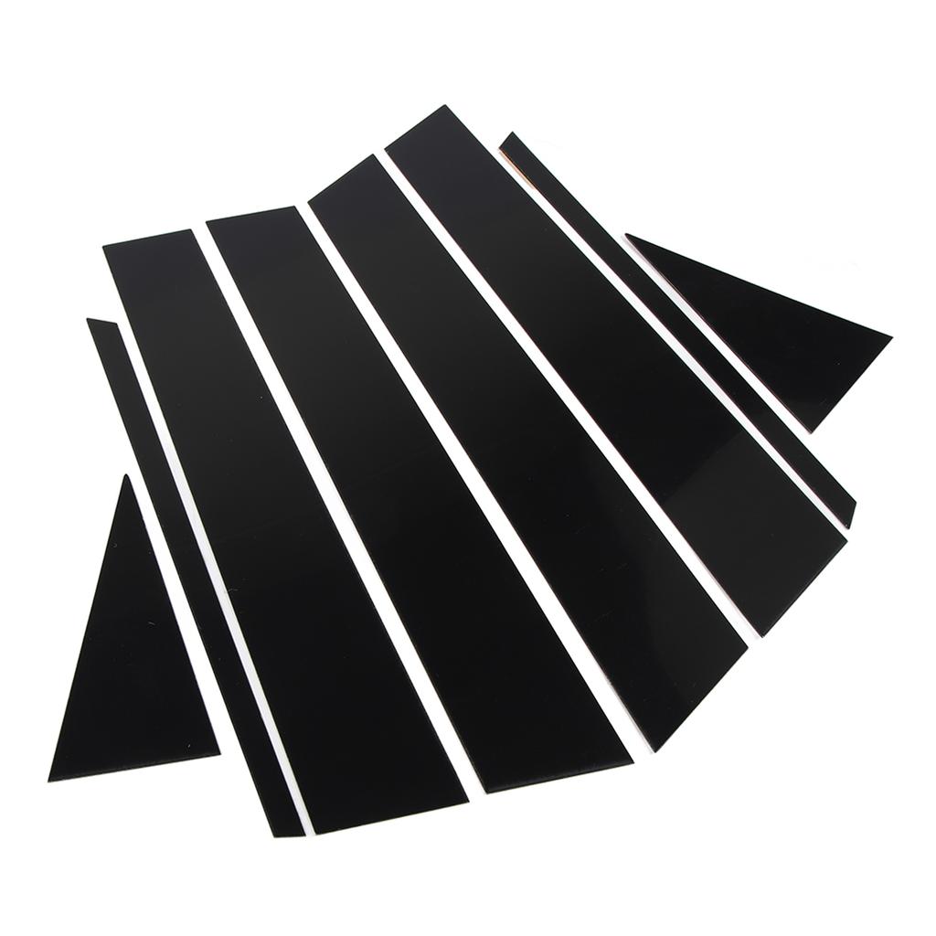 8PCS Cobertura Externa da Coluna da Janela Preto Brilhante Adesivo da Coluna B Moldura da Janela Acabamento da Porta para Carro