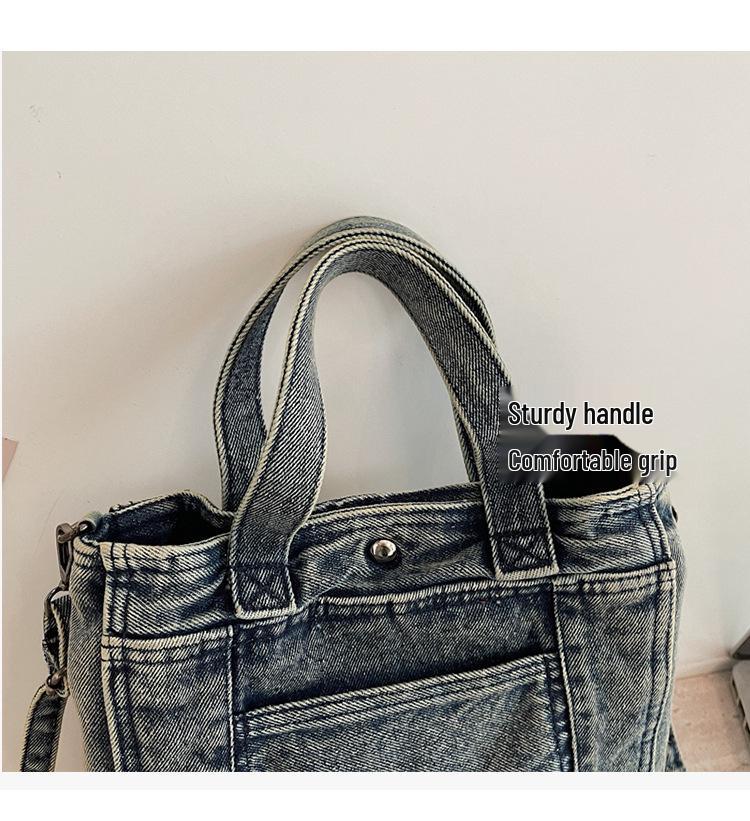 Korean Style Denim Shoulder Bag 2026: Versatile, Large Capacity Crossbody for School & Commute