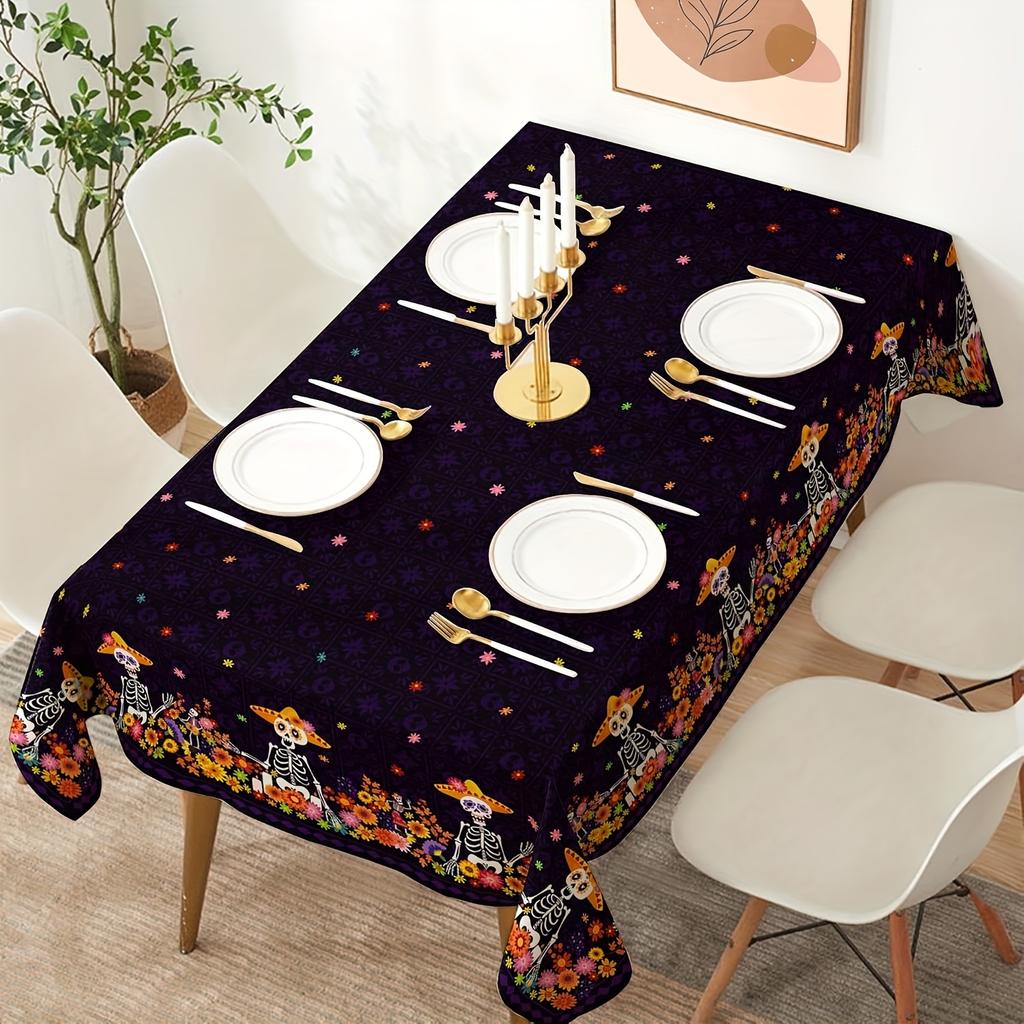 Calavera La Catrina Rectangle Tablecloth for Table Decor Holiday Party Waterproof Reusable Tablecloth for Tables Dining Room