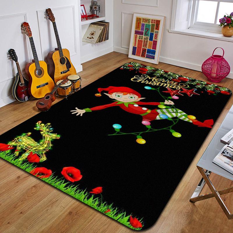 C-Christmas Dwarf Print Carpet Door Mat Living Room Bedroom Non-slip Carpet Home Decoration Floor Mat New Year Gift
