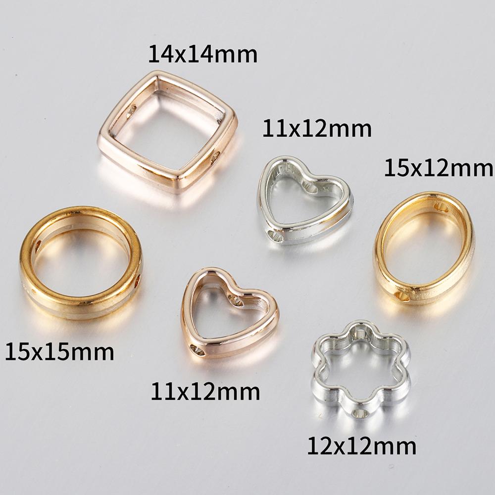 50pcs Love Heart Two Hole CCB Beads Frame Spacer Beads DIY Necklace Bracelet Connectors Pendants Jewelry Making Accessories