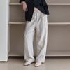Elssibeui Curved Stitch Wide-Fit Pants_Beige