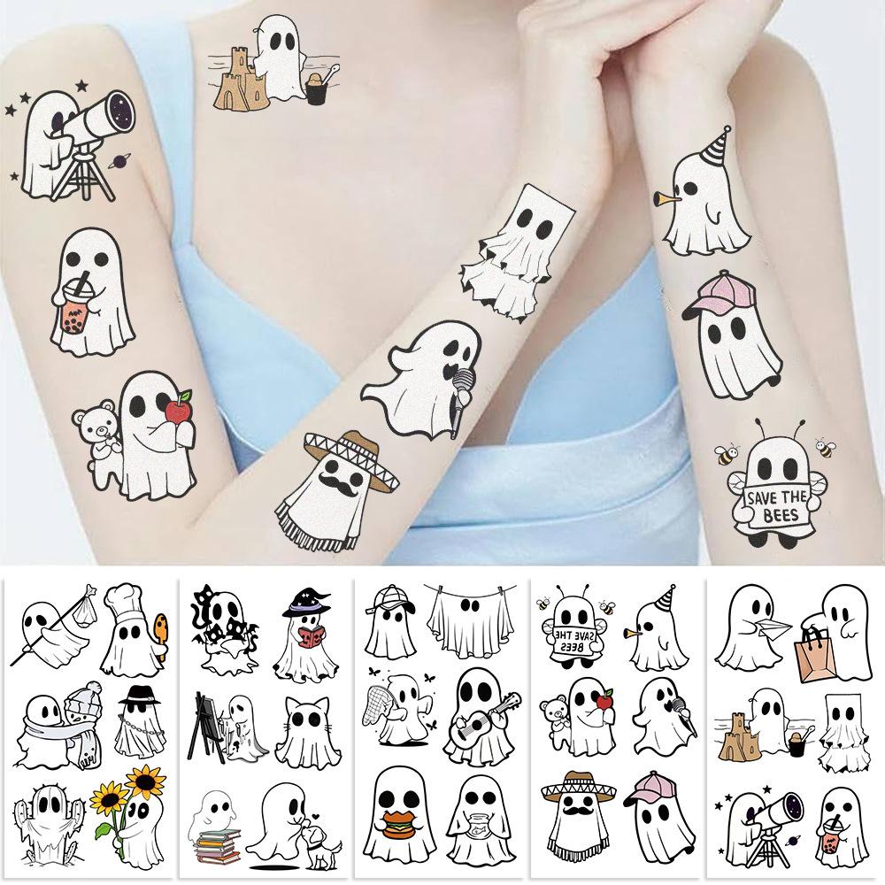 New Cartoon Cute Ghost Ghost Tattoo Stickers Waterproof Party Party Gift Funny Face Stickers