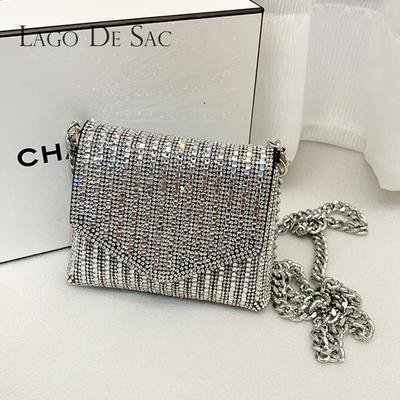 Zaino da donnaBorsa a tracolla con catena bling da donna Borsa a tracolla piccola con strass piccola da donna Borsa da sera a tracolla con diamanti pieni