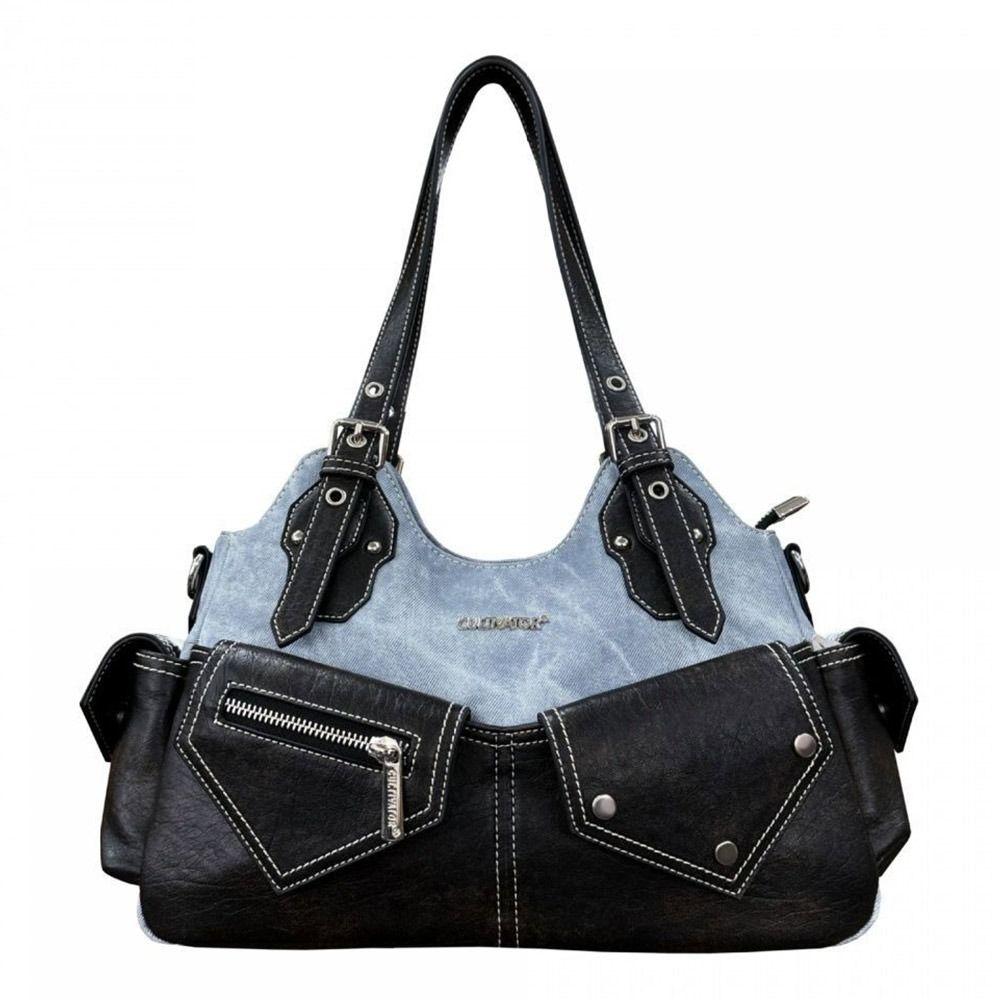 Women's Fashion PU Leather Shoulder Bag Large Capacity Multifunctional Trendy Pouch Crossed Color Y2K Flat Bag Y2K Aesthetic