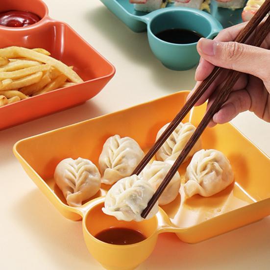 4Pcs Reusable Dipping Sauce Tray Set Stackable Divided Plates for Appetizers Sushi Tacos Dumplings Fries Snacks Sauce Serving Dish for Parties Home