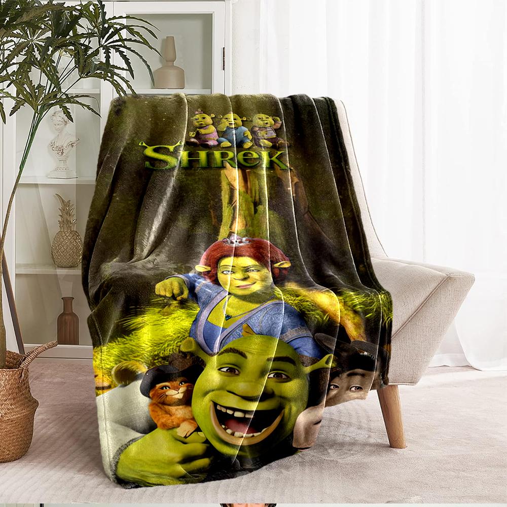 Shrek Theme Printed Blanket - Perfect for Couch, Bed, Travel & Outdoor Use | Machine Washable, Cozy & Durable.