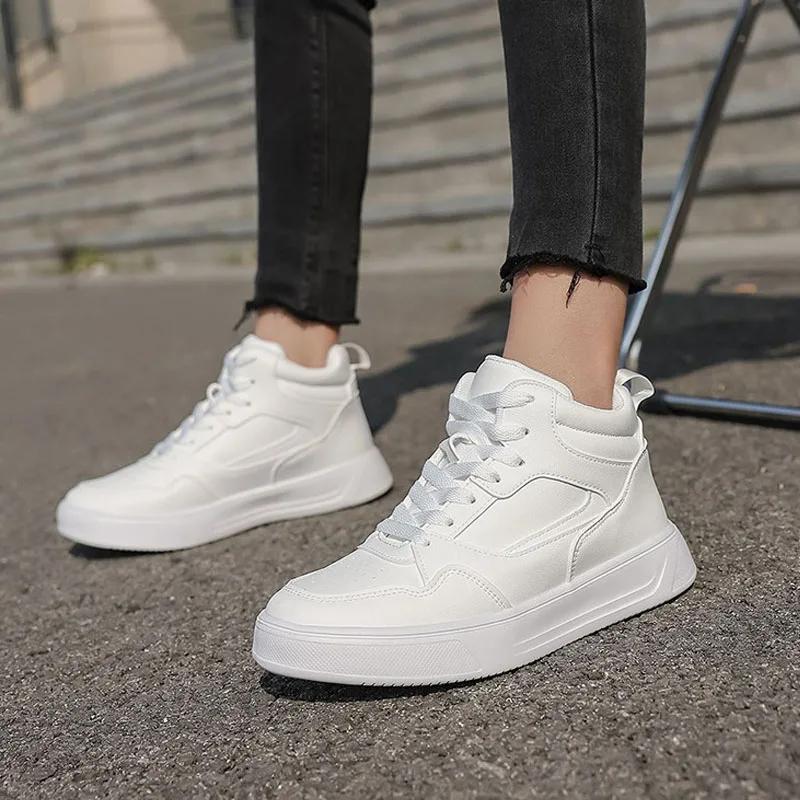 Unisex White Sneakers Size 36-44 Women Men Trainers Fashion Platform High-top Skate Shoes New Couple Casual Running Sports Shoes