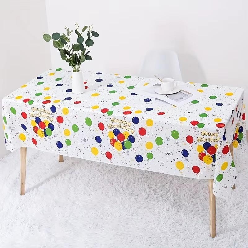 Disposable PEVA Plastic Tablecloth Thickened Oil Proof Cartoon Balloon Tablecloth Birthday Party Kindergarten Tablecloth Wholesa