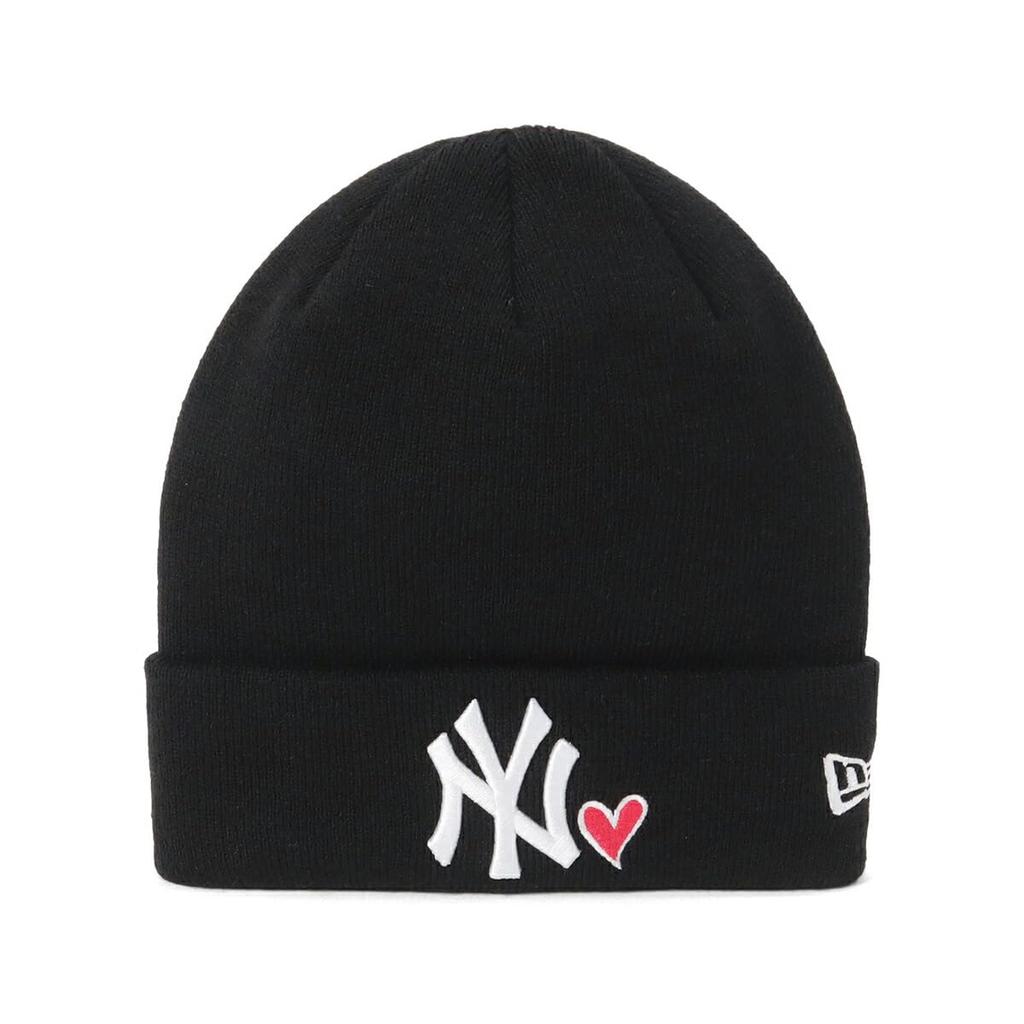 New Era Basic Cuff Knit Cap MLB New York Yankees NY Black FREE Heart ONSPOTZ Exclusive and Authentic New Era Hat Variety of Trendy Designs Perfect for