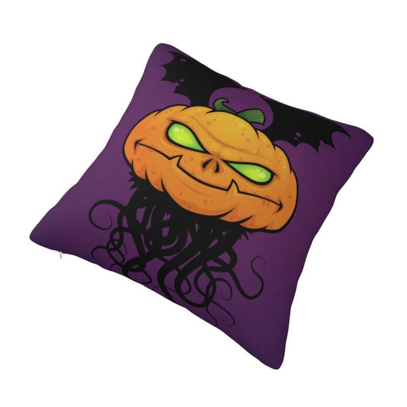 Custom Halloween Punkin Monsta Jack O Lantern Pillow Case 40X40Cm Pumpkin Spooky Cartoon Cushions Cover Square Pillowcase