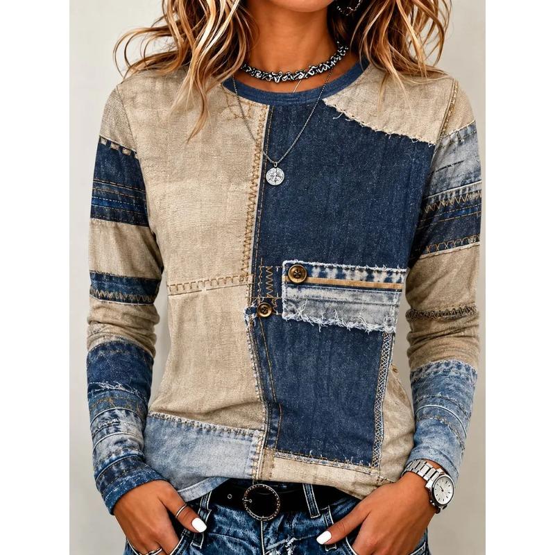 Autumn Women's 3D Printed Crew Neck Long Sleeve T-Shirt