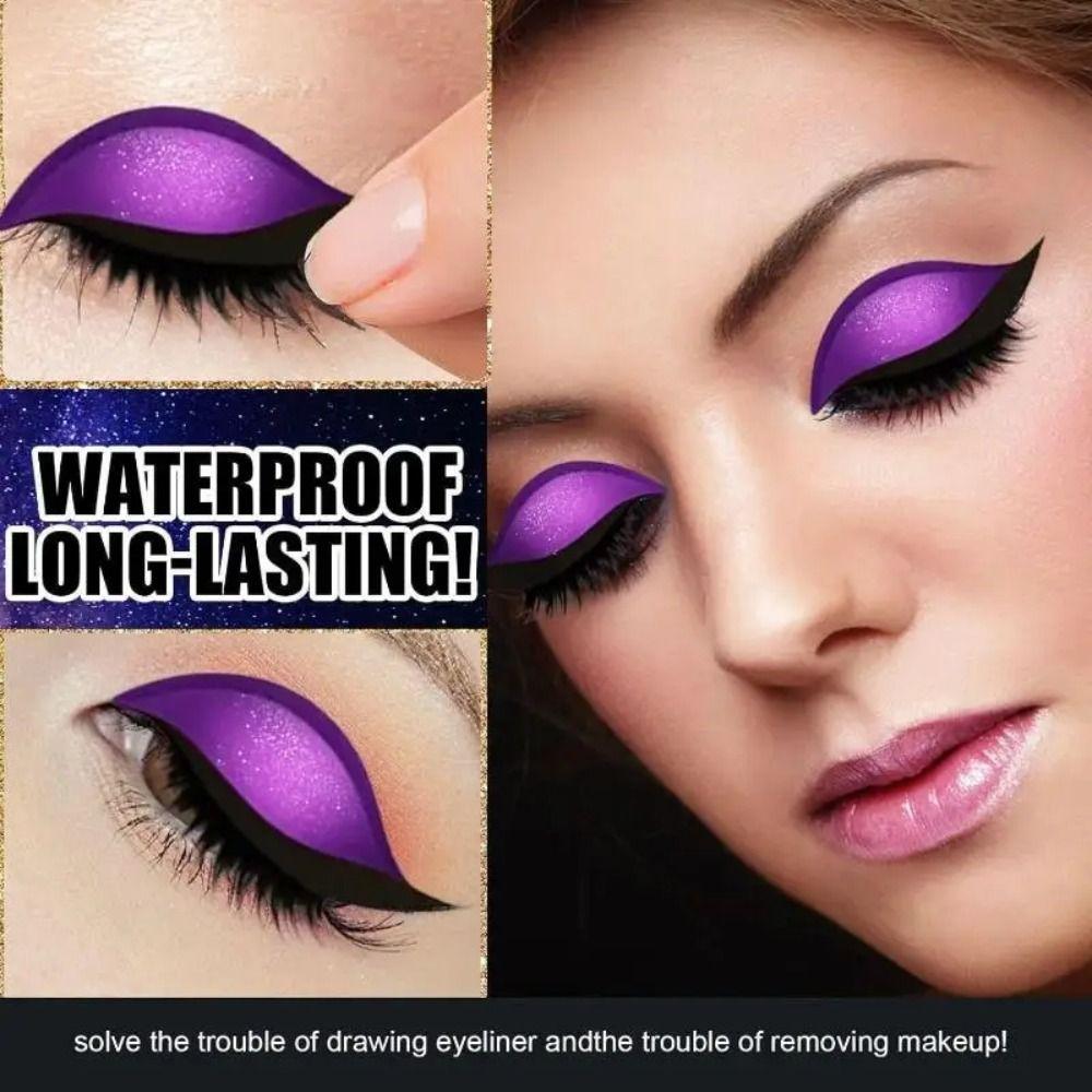 2 Pairs Reusable Lazy Eyeshadow Eyelash Patch Quick Makeup Waterproof Eyeliner Sticker  Girl