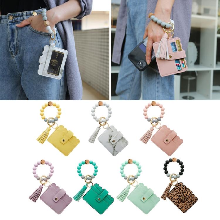 Pu Leather Tassel Circle for Key Chain Women Wristlet Keychain