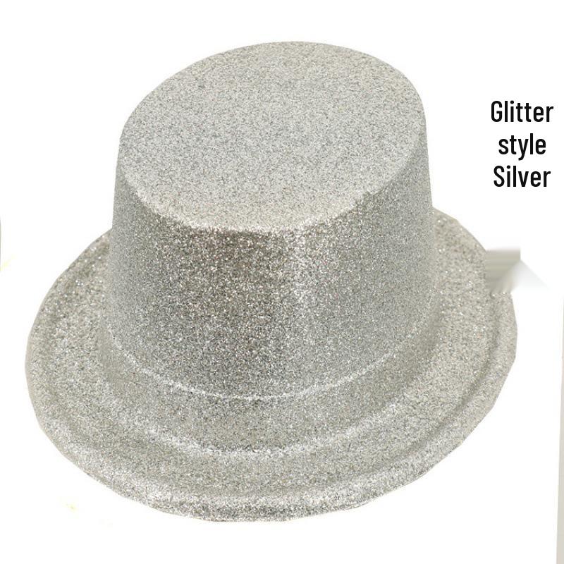 Elegant Green & Black Top Hat with Gold Powder for Adults & Kids, Unisex Magician & Jazz Style.