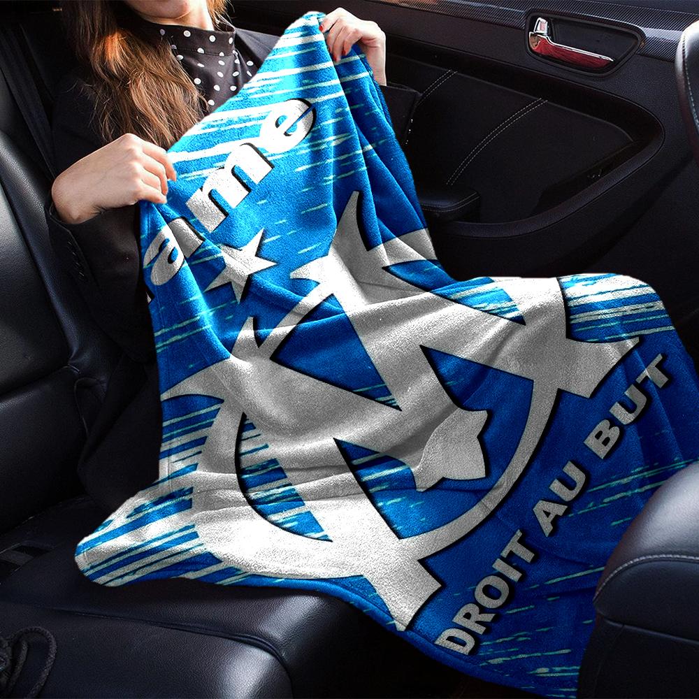 Custom Name Olympique de Marseille Theme Printed Blanket - Perfect for Couch, Bed, Travel & Outdoor Use | Machine Washable, Cozy & Durable.