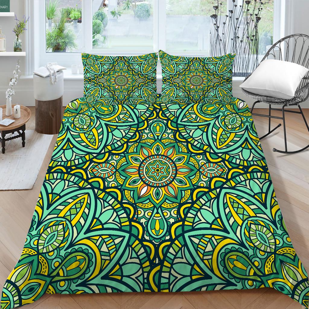 3D Bohemian Printed Bedding Single Double Bed Full Size Tropical Pattern Pillowcase and Quilt Cover Comfortable Home Decoration