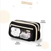 Flip Cover Pencil Bag Pen Case Transparent Front Multi Pocket Oxford Fabric Storage Pouch for Stationery